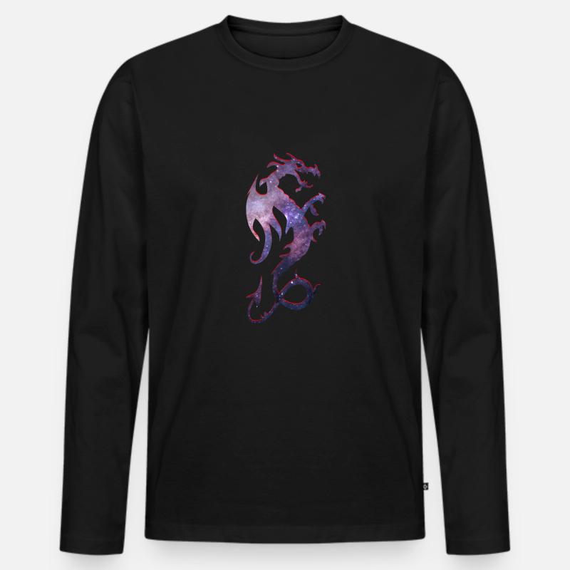 Galaxie Drache - Männer Premium Bio Langarmshirt - Schwarz