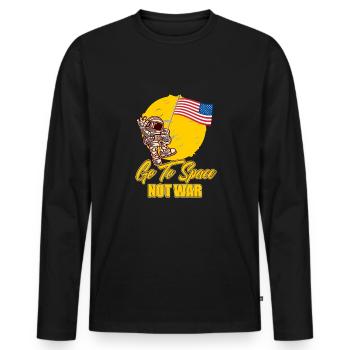 Space instead of war - Men's Premium Organic Long Sleeve Shirt - black - Front - Nico (187cm)