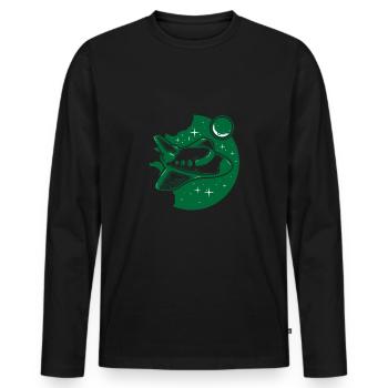 Raumschiff - Männer Premium Bio Langarmshirt - Schwarz - Vorne - Nico (187cm)