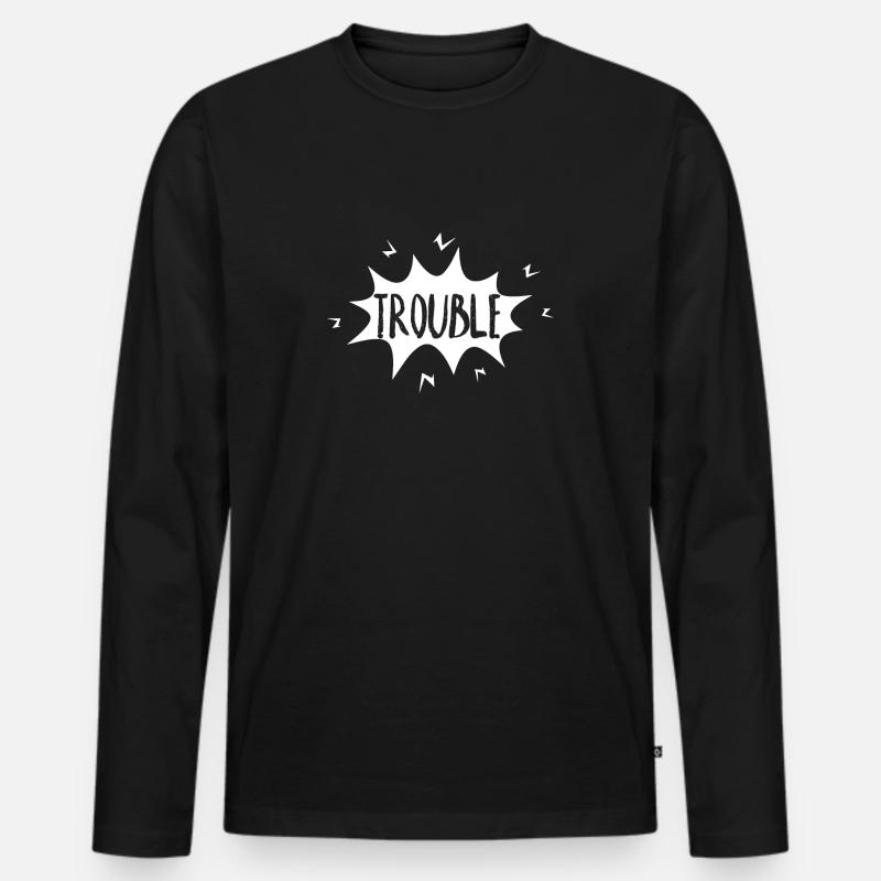 Trouble - Männer Premium Bio Langarmshirt - Schwarz