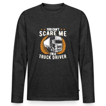Truck driver fearless - Men's Premium Organic Long Sleeve Shirt - heather anthracite - Front - Nico (187cm)