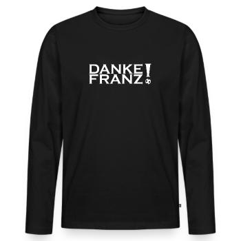 Danke Franz! - Männer Premium Bio Langarmshirt - Schwarz - Vorne - Nico (187cm)