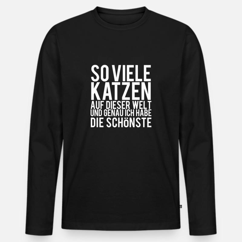 Lustiger Katzen Spruch - Männer Premium Bio Langarmshirt - Schwarz