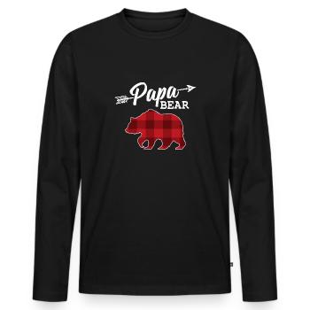 Papa Bear Bear Father Gift Parents Christmas - Men's Premium Organic Long Sleeve Shirt - black - Front - Nico (187cm)