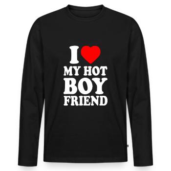 i love my hot boyfriend - Men's Premium Organic Long Sleeve Shirt - black - Front - Nico (187cm)
