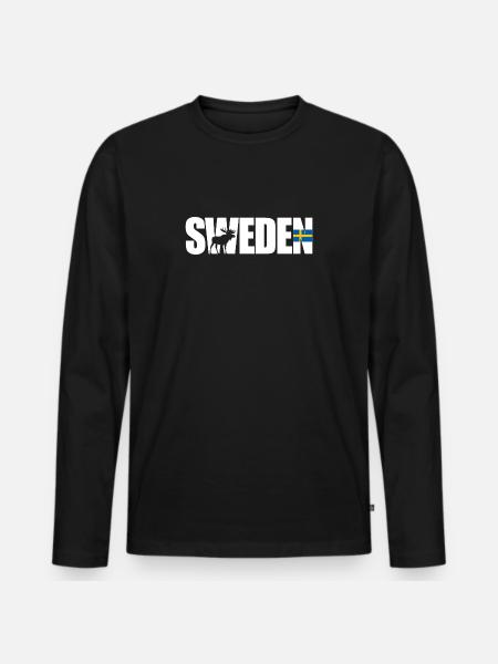 Schweden mit Elch und Flagge - Männer Premium Bio Langarmshirt - Schwarz