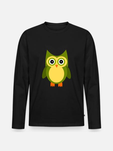 green owl bird green - Men's Premium Organic Long Sleeve Shirt - black