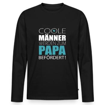 Cooler Papa Spruch werdende Väter neuer Vater - Männer Premium Bio Langarmshirt - Schwarz - Vorne - Nico (187cm)