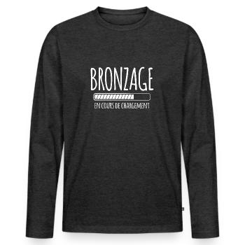 Tan Loading, Summer, Vacation, French - Men's Premium Organic Long Sleeve Shirt - heather anthracite - Front - Nico (187cm)