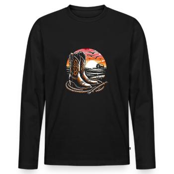 Bottes de danse en ligne avec lasso - I Love Line Danc - T-shirt manches longues Premium bio Homme - noir - Devant - Nico (187cm)