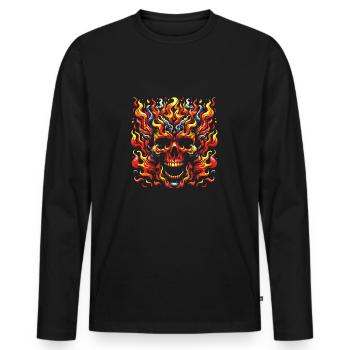 Skull with Flames Burning Skull - Men's Premium Organic Long Sleeve Shirt - black - Front - Nico (187cm)