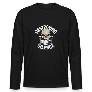 Groupe de rock tambour et batteur de crâne - T-shirt manches longues Premium bio Homme - noir - Devant - Nico (187cm)