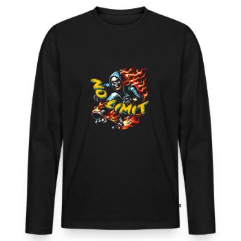No Limit Skull Skeleton sur skateboard - T-shirt manches longues Premium bio Homme - noir - Devant - Nico (187cm)