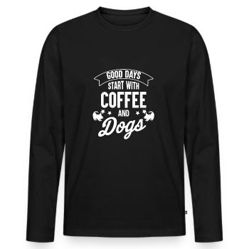 Coffee and dogs - Men's Premium Organic Long Sleeve Shirt - black - Front - Nico (187cm)