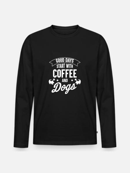 Café et chiens - T-shirt manches longues Premium bio Homme - noir