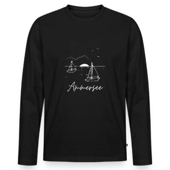 Ammersee in Bayern nahe der Berge - Männer Premium Bio Langarmshirt - Schwarz - Vorne - Nico (187cm)