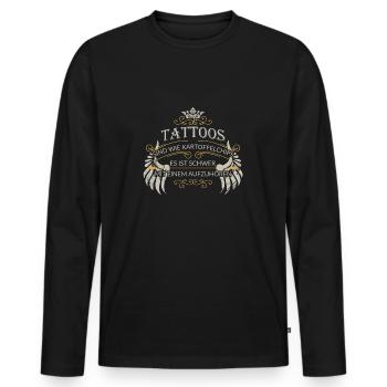 Tattoo More Tattoos Ink Sayings Tattooed Gift - Men's Premium Organic Long Sleeve Shirt - black - Front - Nico (187cm)