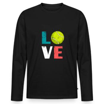 Amour Tennis Amour Tennis Jouer Rétro Cadeau - T-shirt manches longues Premium bio Homme - noir - Devant - Nico (187cm)