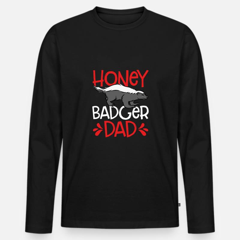 Honigdachs Papa - Männer Premium Bio Langarmshirt - Schwarz
