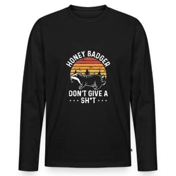 Honey Badger Gives No Retro - Men's Premium Organic Long Sleeve Shirt - black - Front - Nico (187cm)