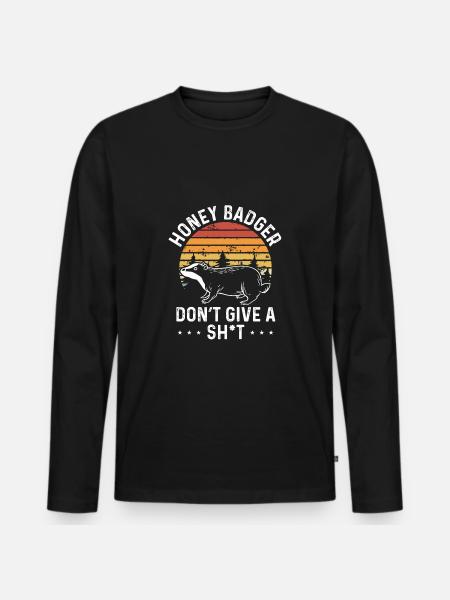 Honey Badger Gives No Retro - Men's Premium Organic Long Sleeve Shirt - black