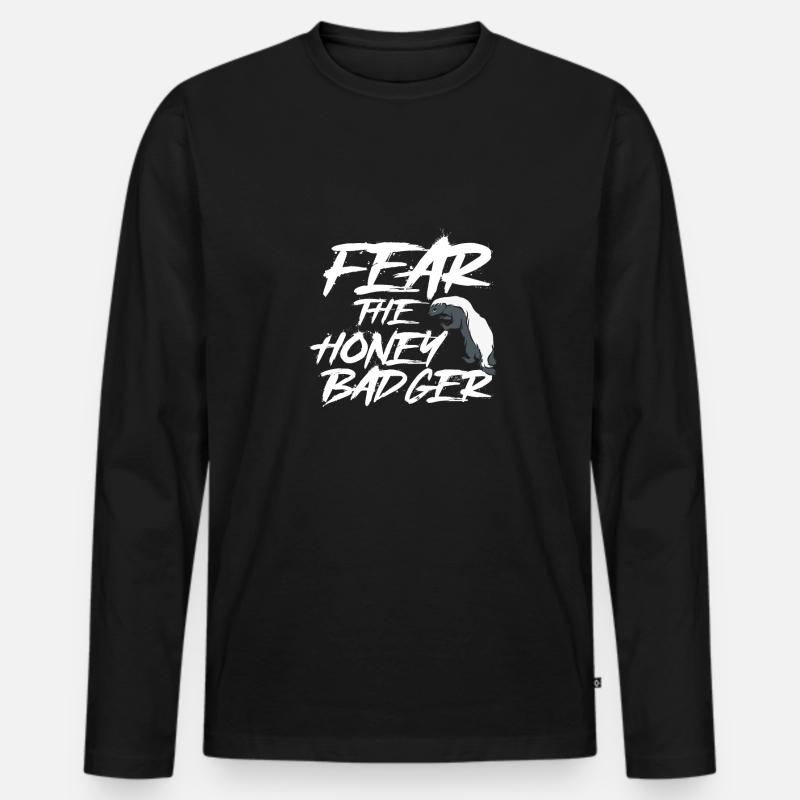 Fürchte Den Honigdachs - Männer Premium Bio Langarmshirt - Schwarz
