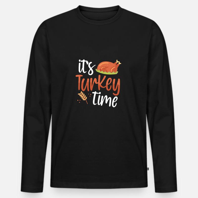 Es Ist Truthahnzeit - Männer Premium Bio Langarmshirt - Schwarz