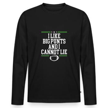 J’aime le football américain avec les grands - T-shirt manches longues Premium bio Homme - noir - Devant - Nico (187cm)