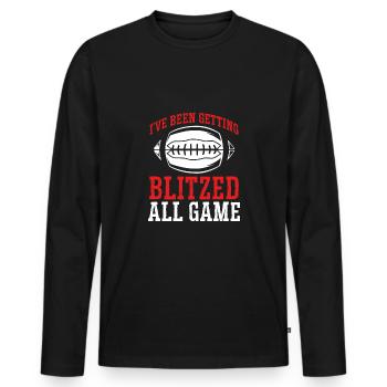 Tout le match a flashé le football - T-shirt manches longues Premium bio Homme - noir - Devant - Nico (187cm)