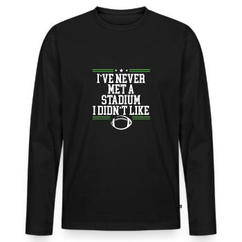 Je n’ai jamais vu de stade - T-shirt manches longues Premium bio Homme - noir - Devant - Nico (187cm)