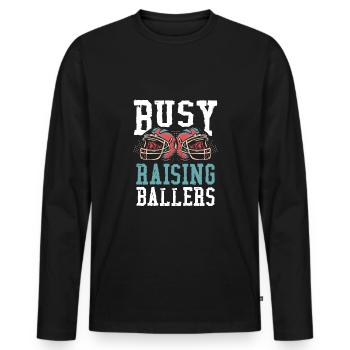 Occupé à élever des ballers - T-shirt manches longues Premium bio Homme - noir - Devant - Nico (187cm)