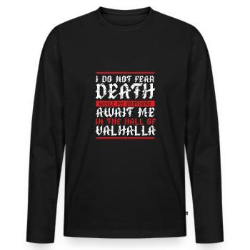 Erwarte Mich In Walhalla - Männer Premium Bio Langarmshirt - Schwarz - Vorne - Nico (187cm)