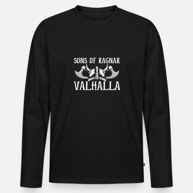 Söhne Von Ragnar Valhalla - Männer Premium Bio Langarmshirt - Schwarz