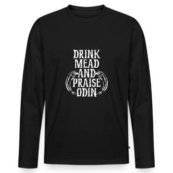 Met Trinken Und Odin Preisen - Männer Premium Bio Langarmshirt - Schwarz - Vorne - Nico (187cm)