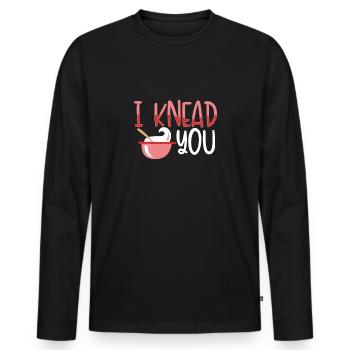 Ich Knete Dich Teig - Männer Premium Bio Langarmshirt - Schwarz - Vorne - Nico (187cm)