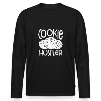 Cookie hustler - Men's Premium Organic Long Sleeve Shirt - black - Front - Nico (187cm)