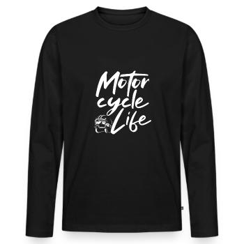 Motorradhelm Leben - Männer Premium Bio Langarmshirt - Schwarz - Vorne - Nico (187cm)