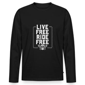 Live Free Ride Free Biker - Men's Premium Organic Long Sleeve Shirt - black - Front - Nico (187cm)