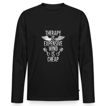 Therapie Oder Bikerwind - Männer Premium Bio Langarmshirt - Schwarz - Vorne - Nico (187cm)