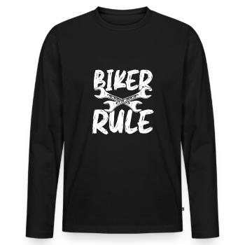 Biker regel - Männer Premium Bio Langarmshirt - Schwarz - Vorne - Nico (187cm)