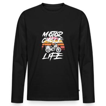 Motorcycle life in retro - Men's Premium Organic Long Sleeve Shirt - black - Front - Nico (187cm)