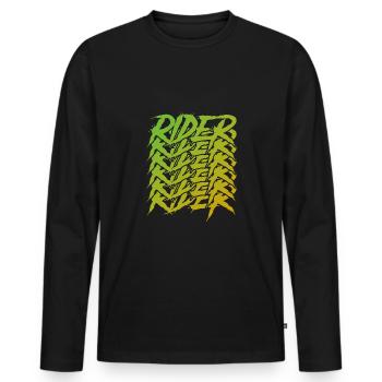 Grüner Motorradfahrer - Männer Premium Bio Langarmshirt - Schwarz - Vorne - Nico (187cm)