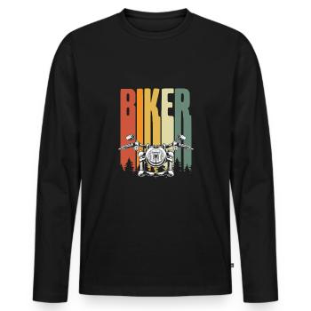 Bunte Biker Retro - Männer Premium Bio Langarmshirt - Schwarz - Vorne - Nico (187cm)