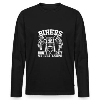 Biker Werden Nicht Grau Chrom - Männer Premium Bio Langarmshirt - Schwarz - Vorne - Nico (187cm)