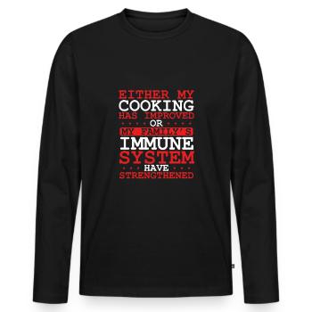 Entweder Hat Sich Meine Kochkunst - Männer Premium Bio Langarmshirt - Schwarz - Vorne - Nico (187cm)
