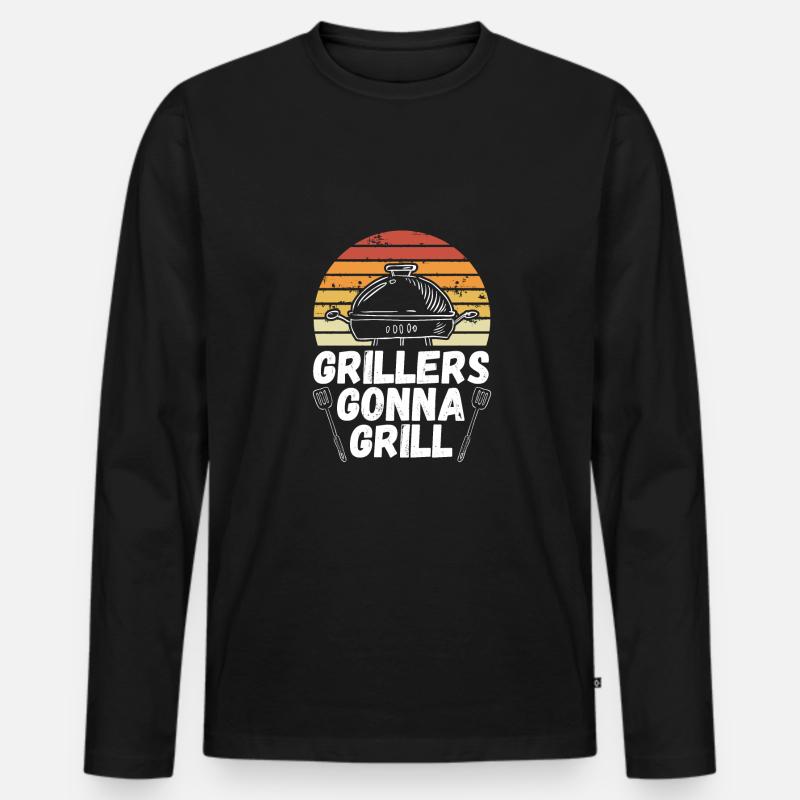 Griller Werden Grillen - Männer Premium Bio Langarmshirt - Schwarz