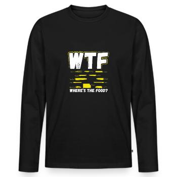 Wo Ist Das Essen - Männer Premium Bio Langarmshirt - Schwarz - Vorne - Nico (187cm)