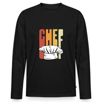 Chef's hat Retro - Men's Premium Organic Long Sleeve Shirt - black - Front - Nico (187cm)