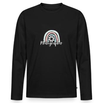 Objektiv Für Fotografen - Männer Premium Bio Langarmshirt - Schwarz - Vorne - Nico (187cm)