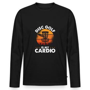 Disc Golf Is My Cardio - Men's Premium Organic Long Sleeve Shirt - black - Front - Nico (187cm)